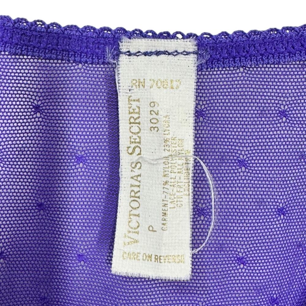 Vintage Victoria's Secret Purple Lace Teddy P XS Sheer High Cut Leg Bodysuit - Picture 6 of 7